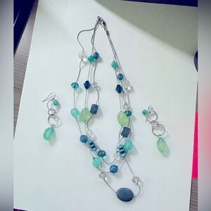 Beautiful three strand necklace and earrings set